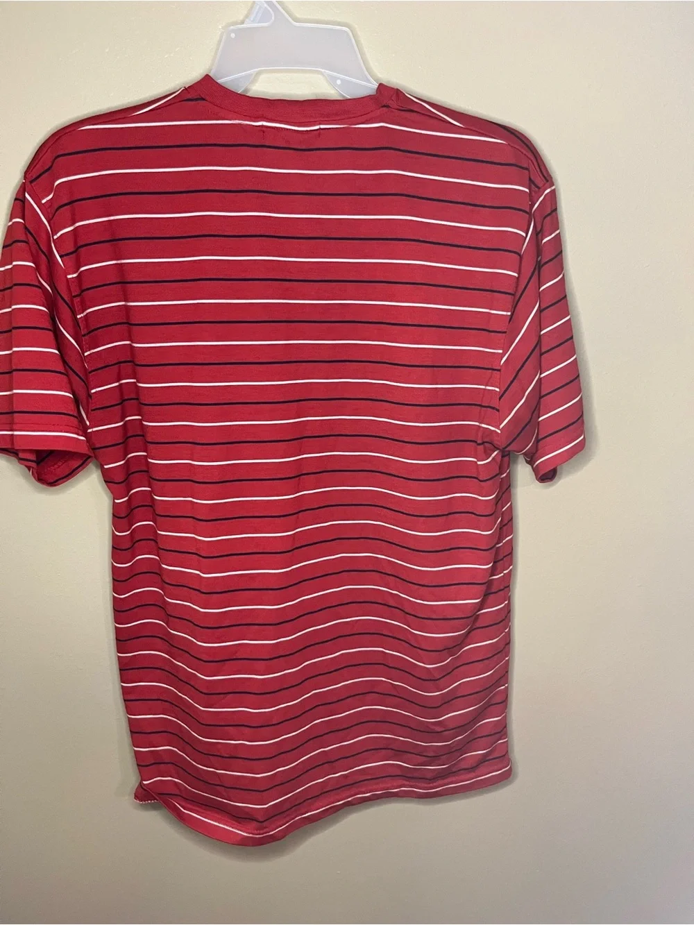 Ralph Lauren Red Striped V-Neck Tee with Navy Pony